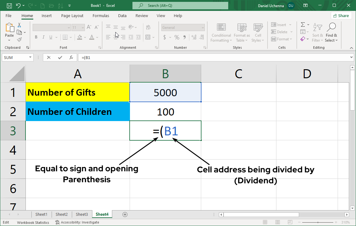 division-in-excel