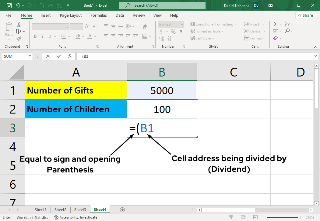 division-in-excel